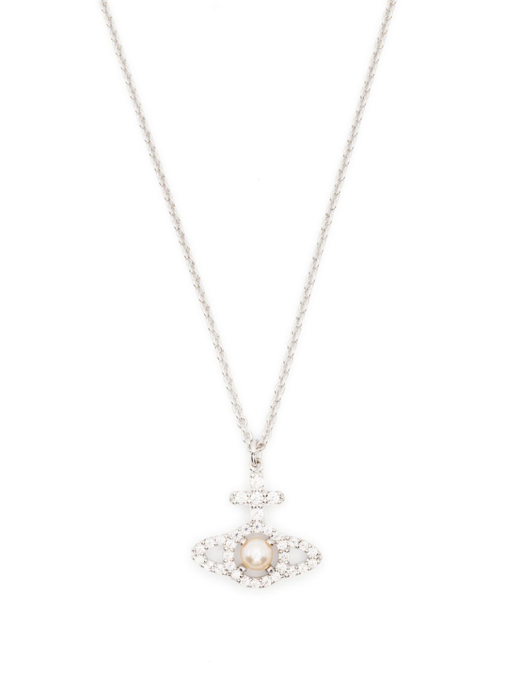 Olympia Pendant Necklace 630203AR02P132SM PLATINUM CREAMROSE WHITE VIVIENNE WESTWOOD