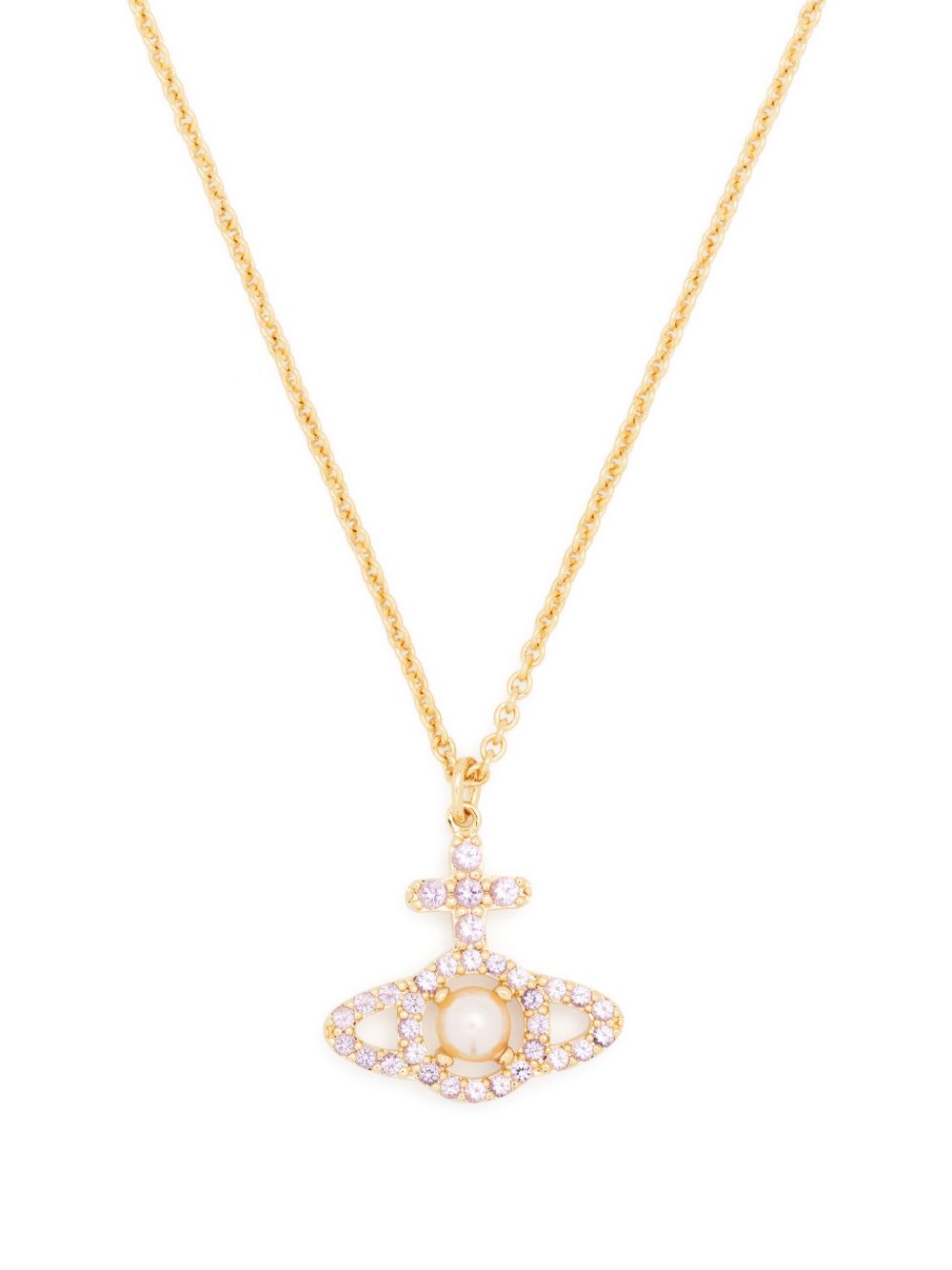 Olympia Pendant Necklace 630203AR02R599SM GOLD CREAMROSE PINK VIVIENNE WESTWOOD