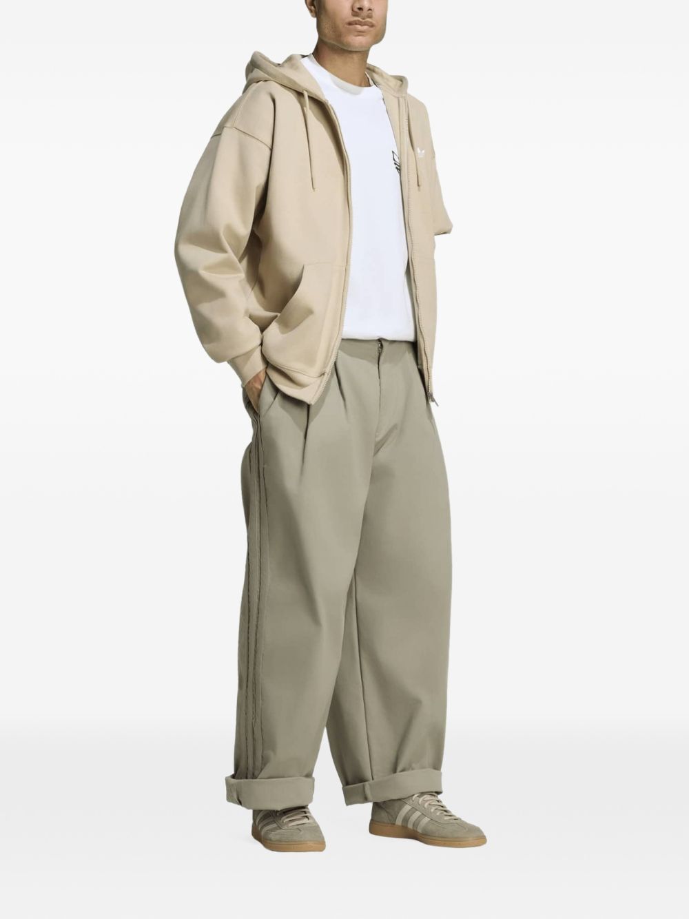 Pantaloni Triple Pleated KQ9489 SILVER PEBBLE ADIDAS ORIGINALS