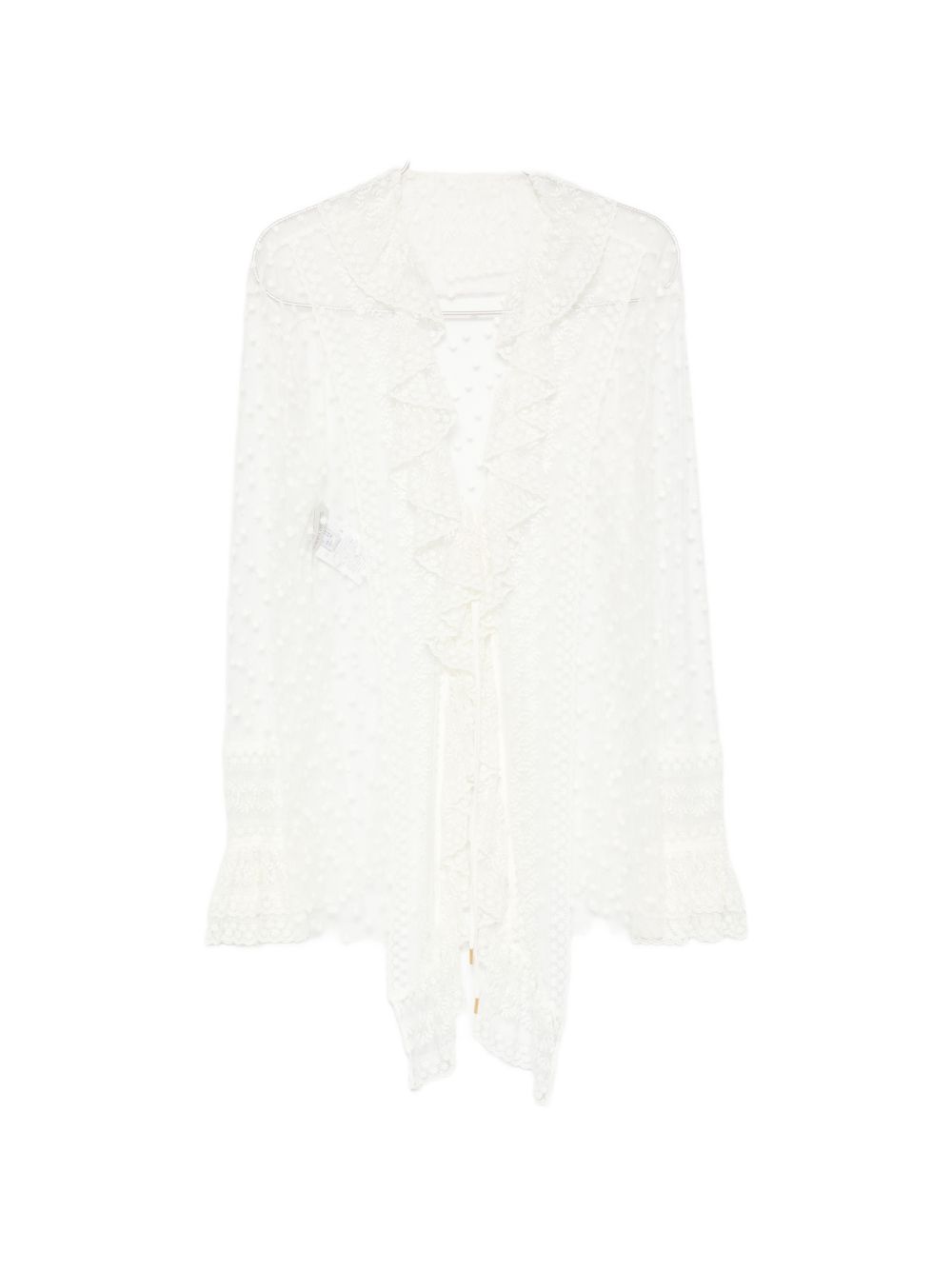 Camicia In Tulle Ricamato A02136620 0002 BIANCO ALBERTA FERRETTI
