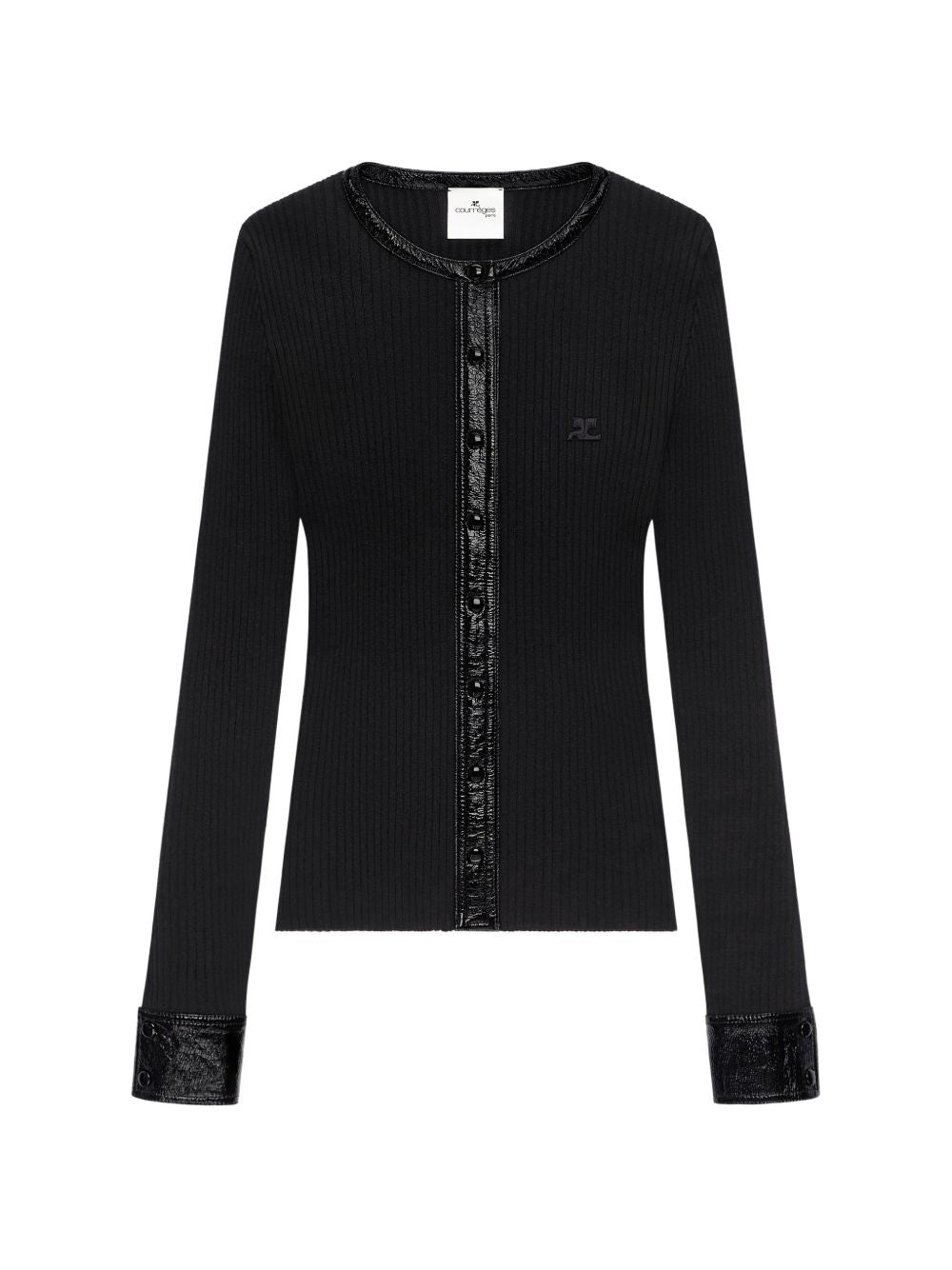 Cardigan a Coste con Dettagli in Vinile 326MGI056FI0001 9999 BLACK COURREGES