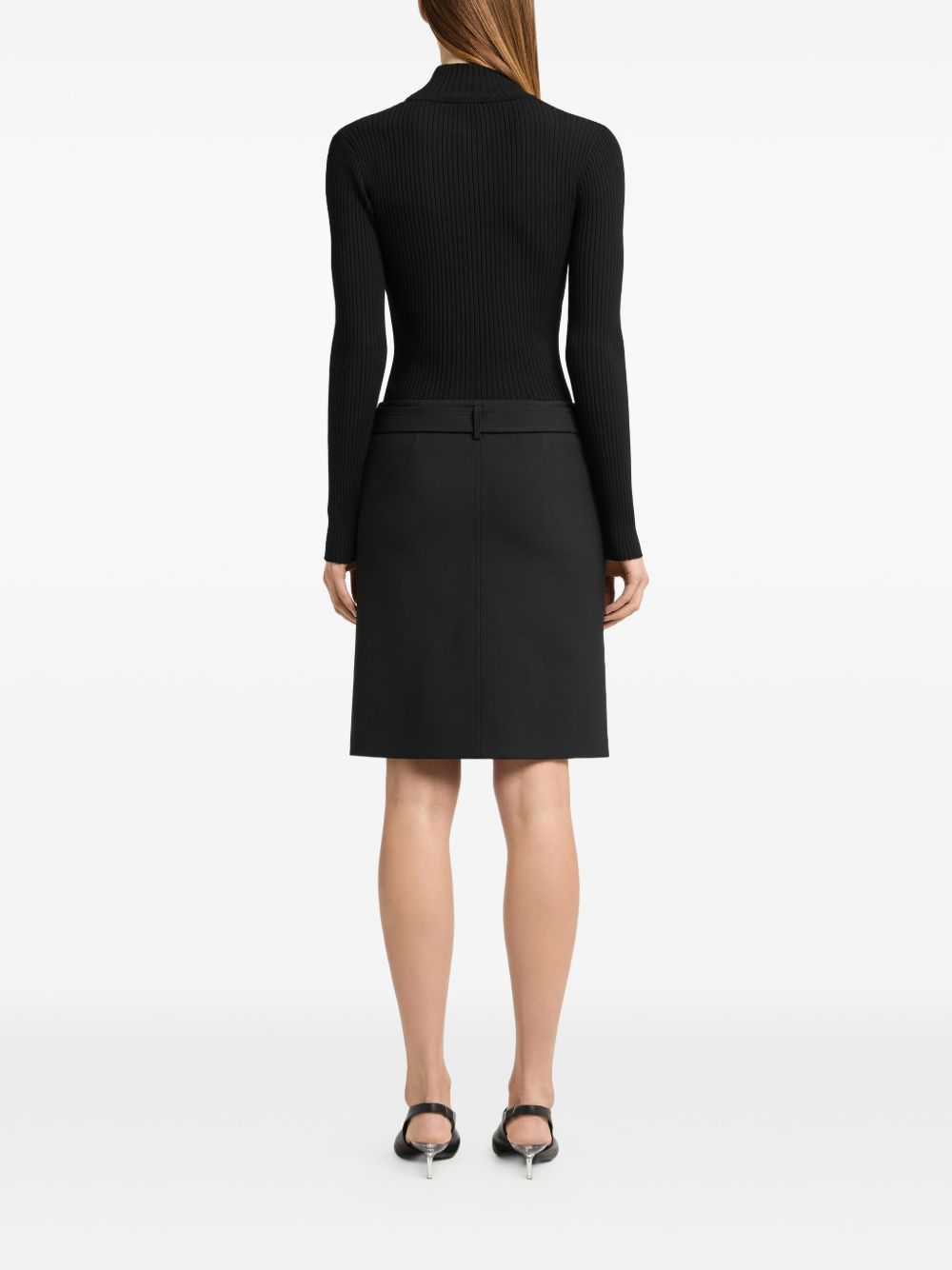 Maglia a Coste con Collo Alto 326MPU289FI0001 9999 BLACK COURREGES
