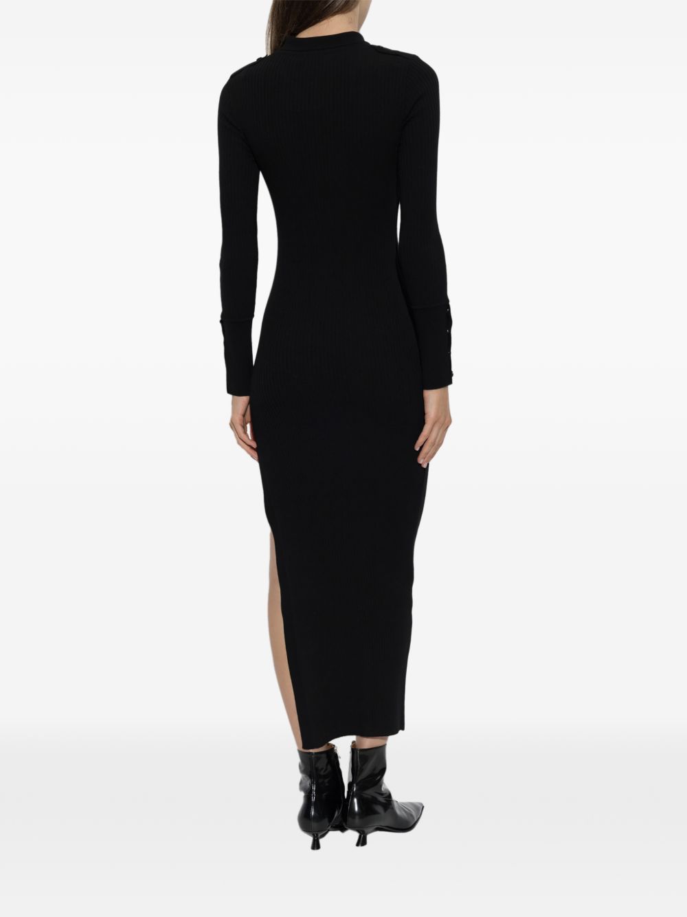 Abito Lungo Polo a Coste 326MRO906FI0001 9999 BLACK COURREGES