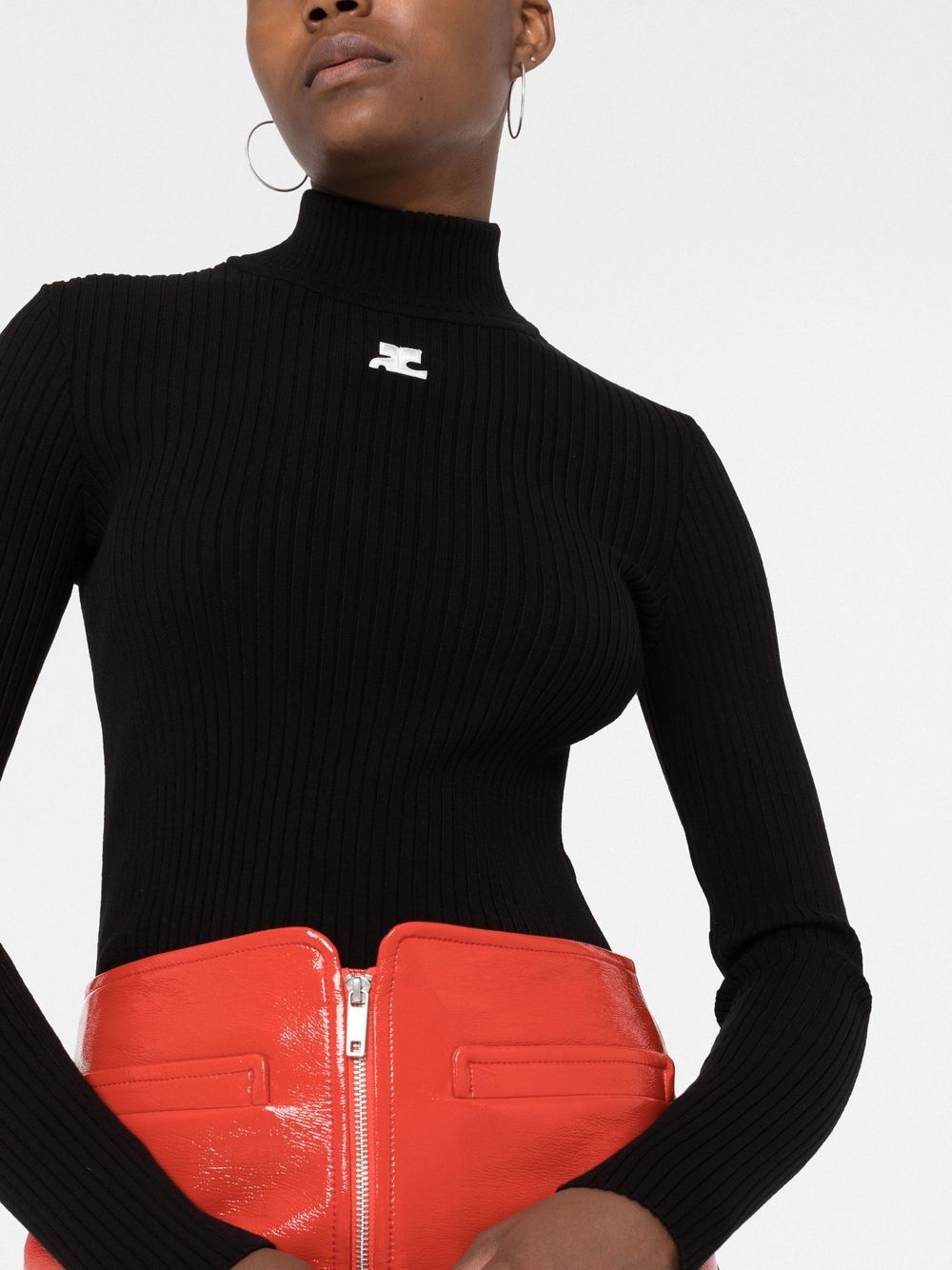 Maglia Réédition a Maniche Lunghe PERMPU022FI0001 9999 BLACK COURREGES