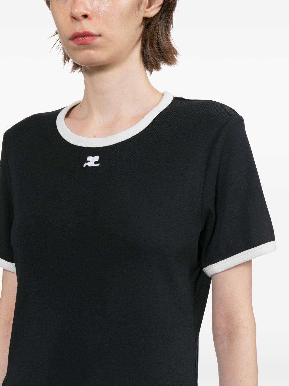 T-Shirt in Jersey di Cotone VESJTS017JS0070 9901 BLACK WHITE COURREGES