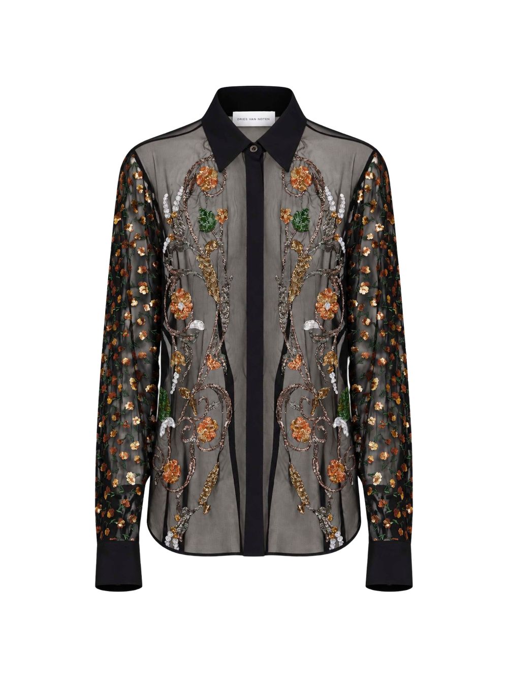 Camicia In Viscosa Con Ricami 2620107434442 900 BLACK DRIES VAN NOTEN