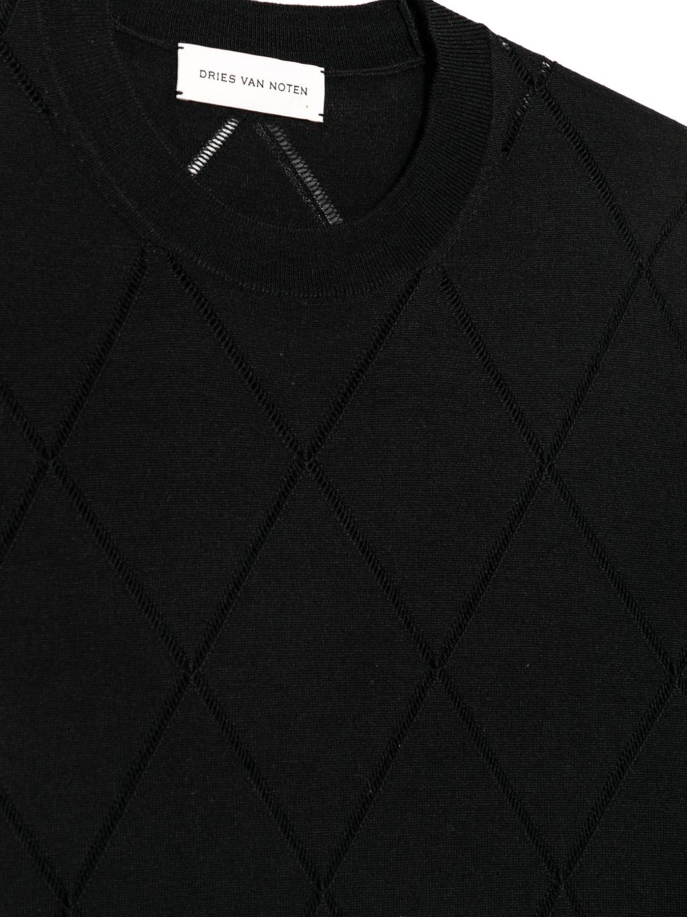 Maglia In Lana Con Dettagli Geometrici 2620212034700 900 BLACK DRIES VAN NOTEN