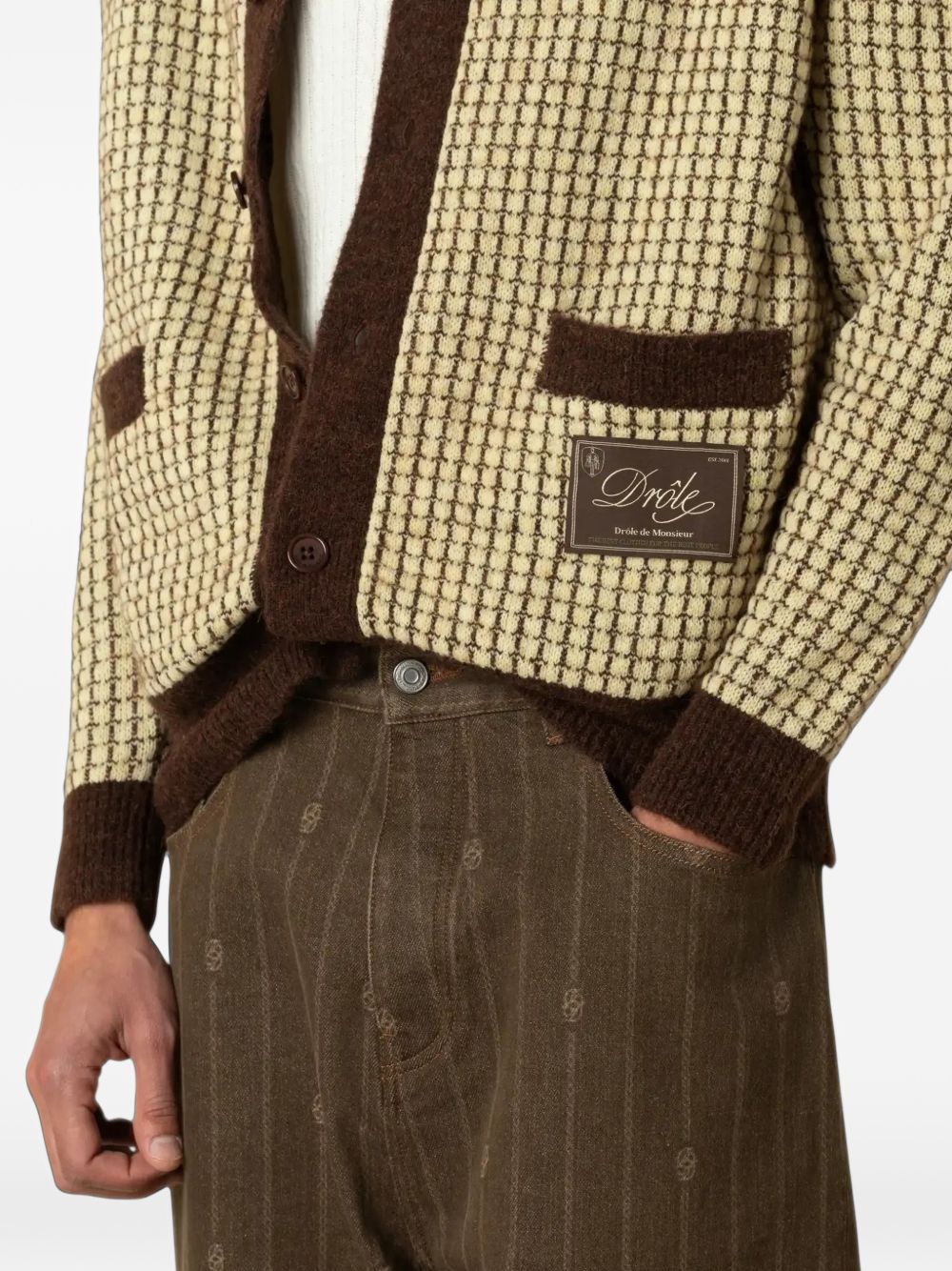 Cardigan Waffle con Patch Drôle MCA191WO018 YELLOW DROLE DE MONSIEUR