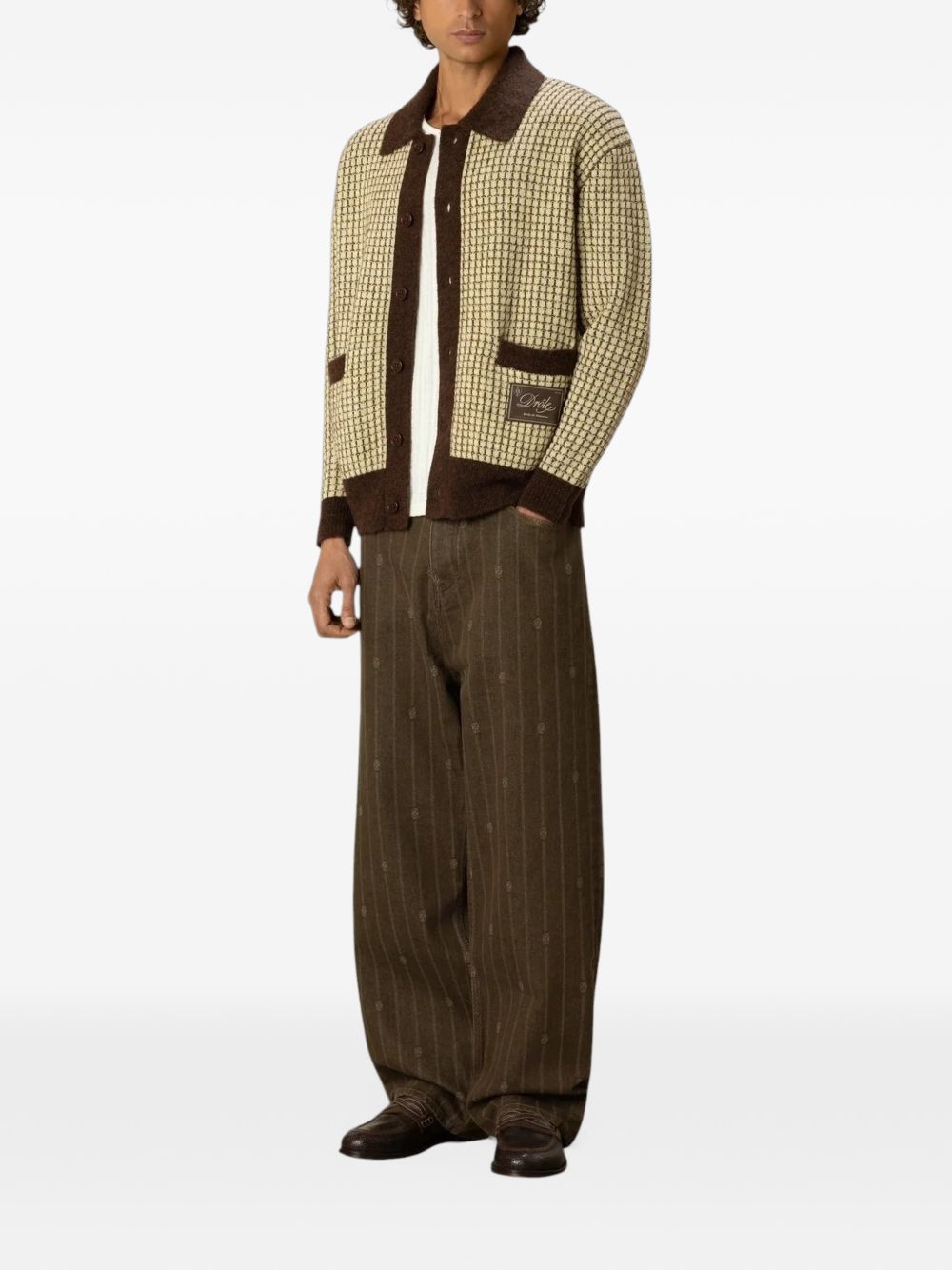 Cardigan Waffle con Patch Drôle MCA191WO018 YELLOW DROLE DE MONSIEUR