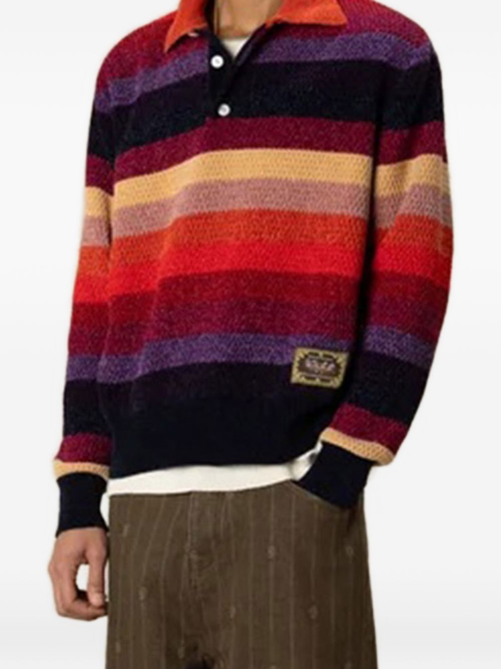 Polo a Righe in Ciniglia con Patch Horse MPO240PL196 MULTI DROLE DE MONSIEUR
