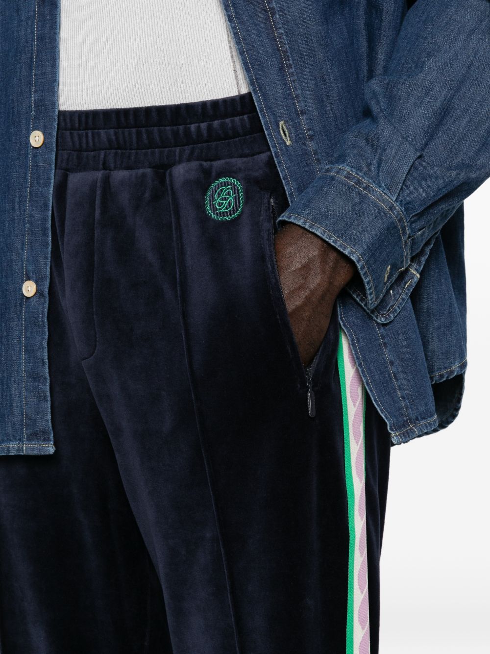 Pantaloni Track in Velluto MSP009CO169 NAVY DROLE DE MONSIEUR