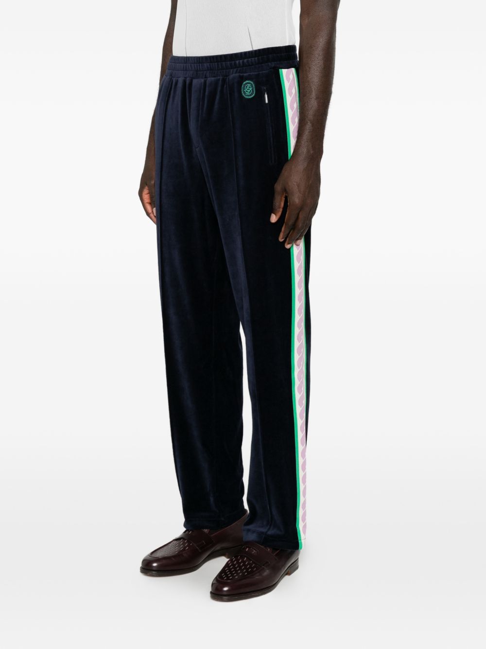 Pantaloni Track in Velluto MSP009CO169 NAVY DROLE DE MONSIEUR