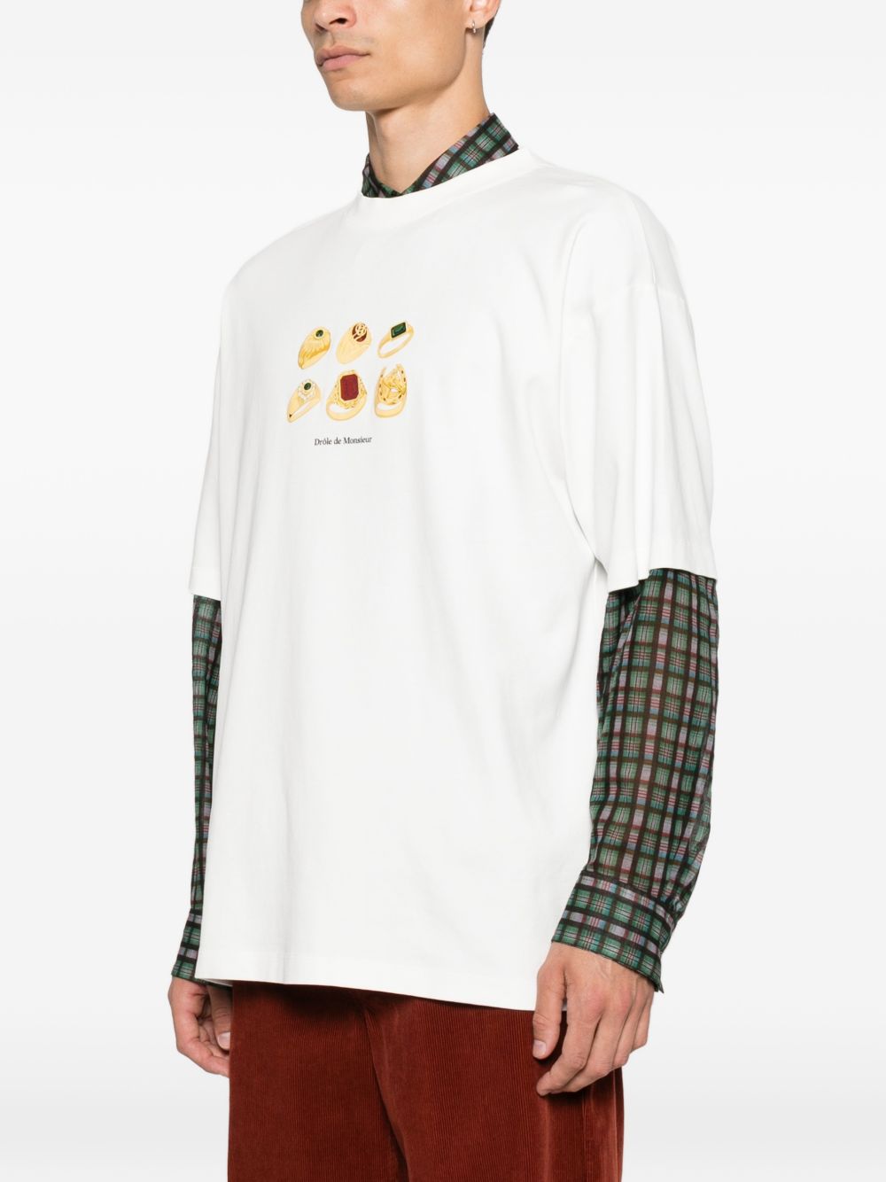 T-Shirt Rings MTS341CO002 OFF WHITE DROLE DE MONSIEUR