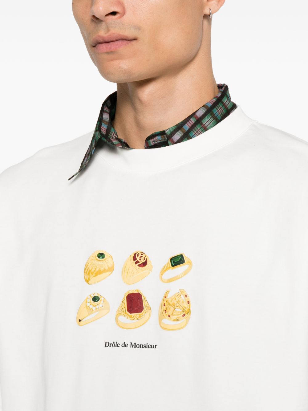 T-Shirt Rings MTS341CO002 OFF WHITE DROLE DE MONSIEUR