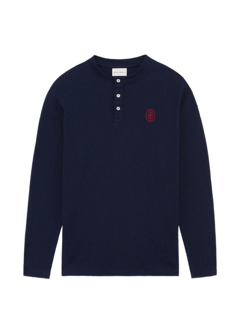 T-Shirt Waffle a Maniche Lunghe D Mirror MTS356CO231 NAVY DROLE DE MONSIEUR