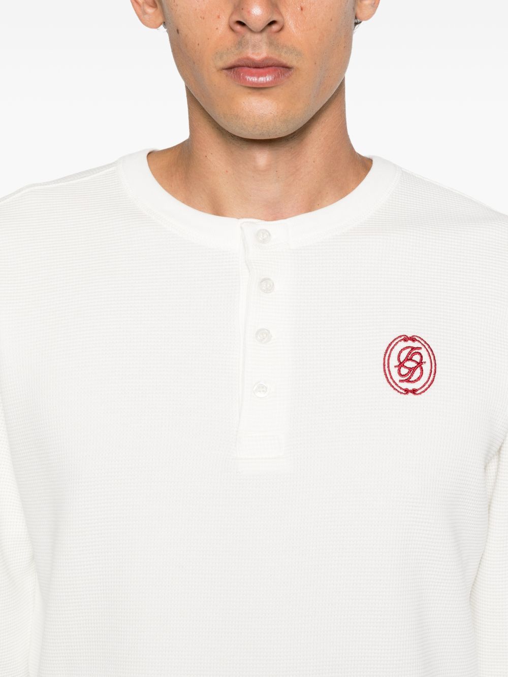 T-Shirt Waffle a Maniche Lunghe D Mirror MTS356CO231 OFF WHITE DROLE DE MONSIEUR