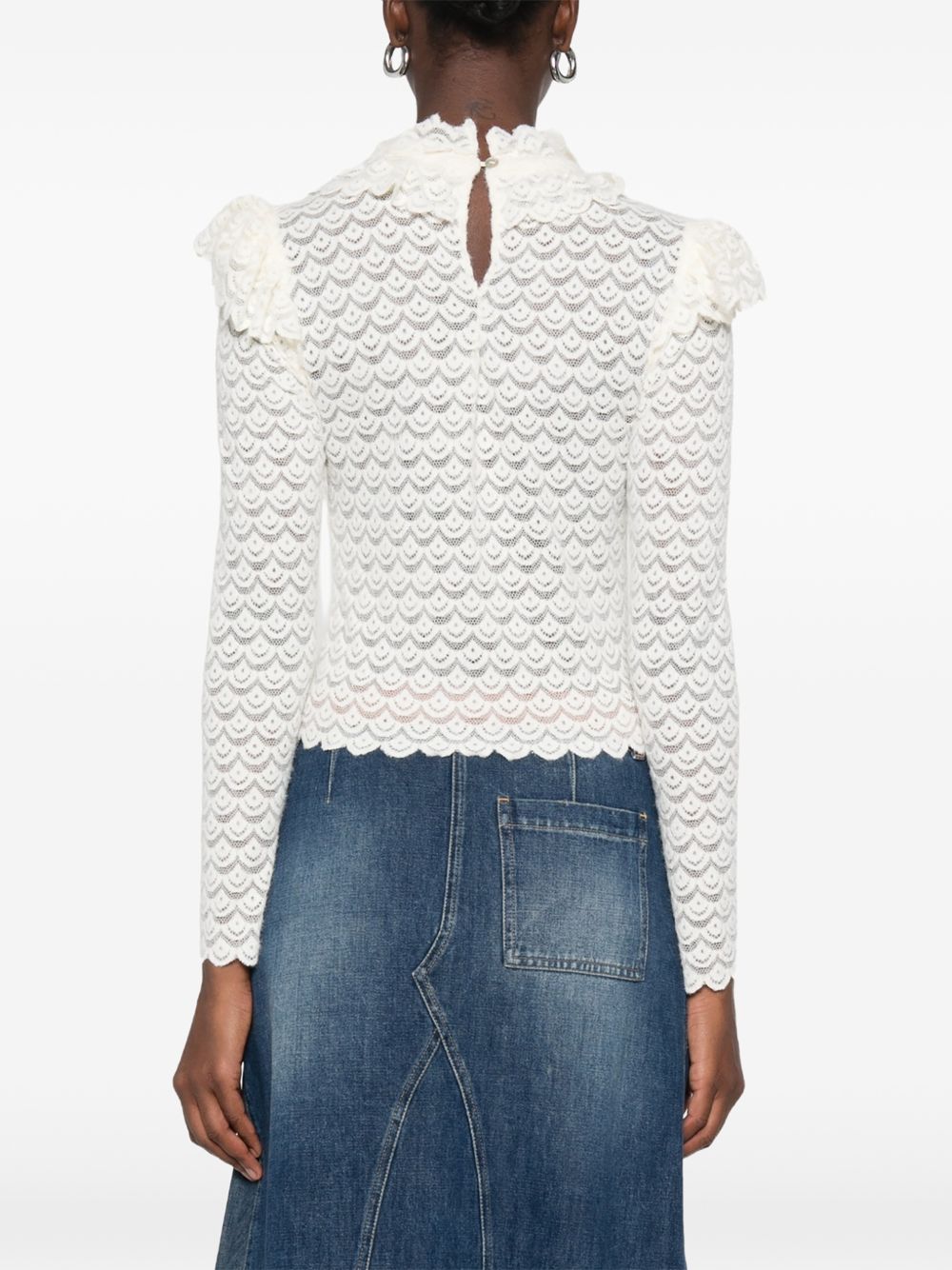 Maglia NataliaTop a Maniche Lunghe 360488 L0025 OFF WHITE FARM RIO