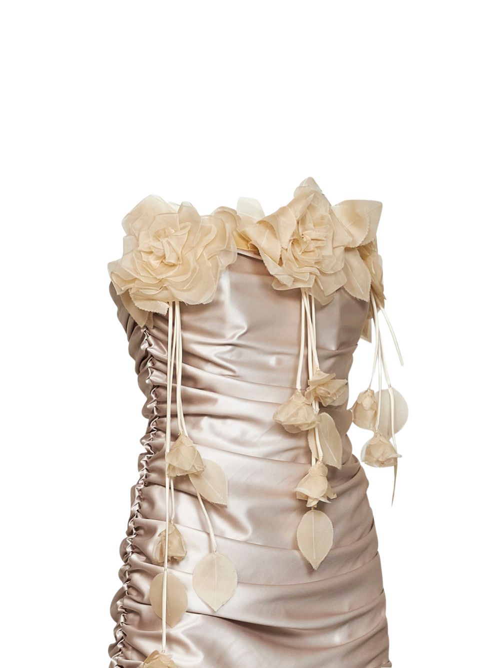 Mini Abito Bustier Drappeggiato con Dettaglio Floreale 07FWDR760F16727 02 VANILLA GIUSEPPE DI MORABITO