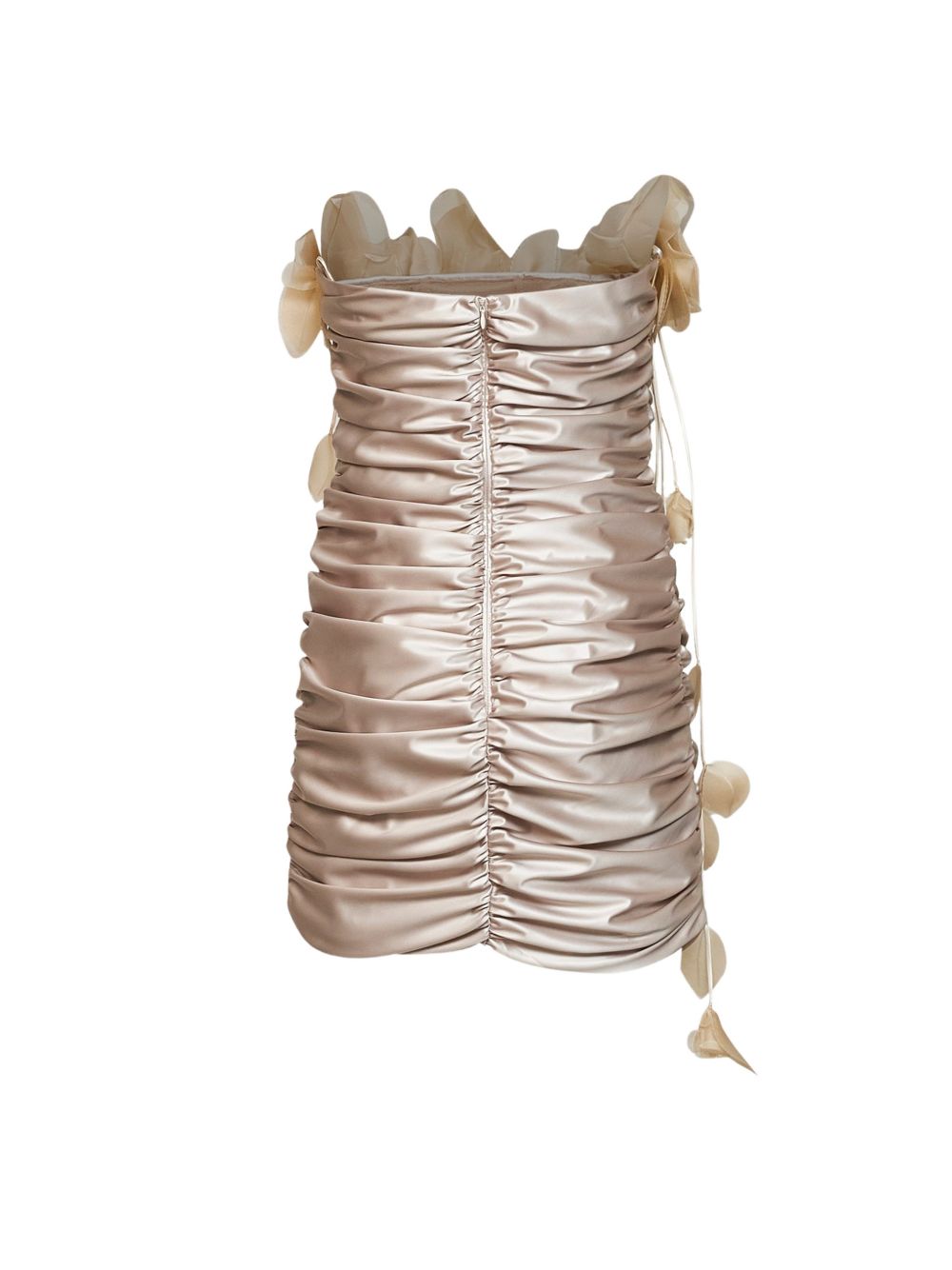 Mini Abito Bustier Drappeggiato con Dettaglio Floreale 07FWDR760F16727 02 VANILLA GIUSEPPE DI MORABITO