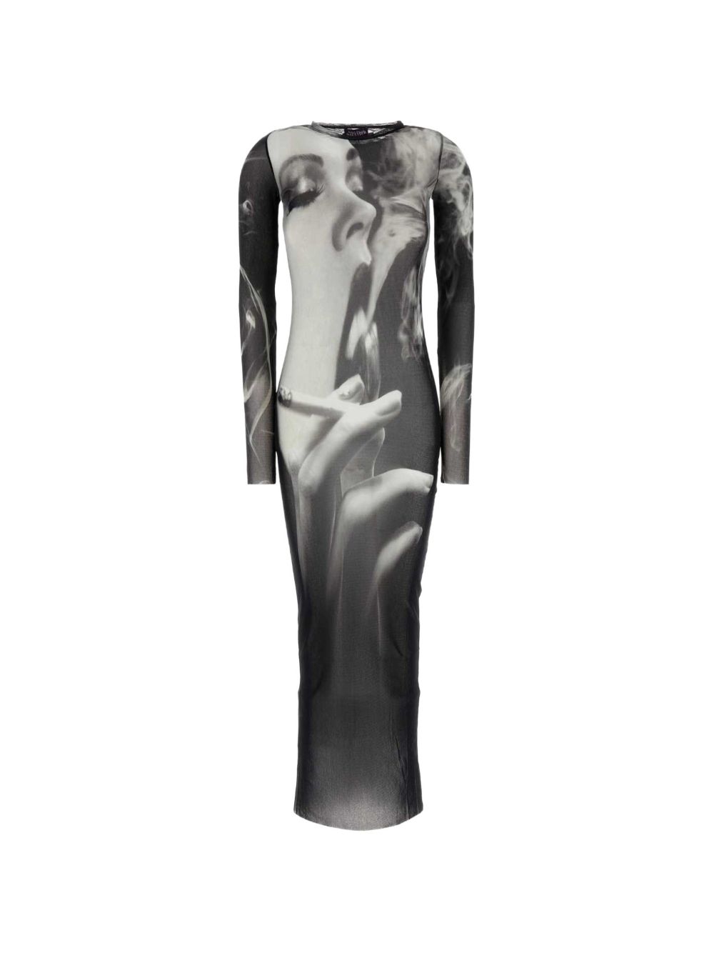 Abito Lungo In Mesh Stampato 2604WDR191M031P 000201 BLACK GREY JEAN PAUL GAULTIER