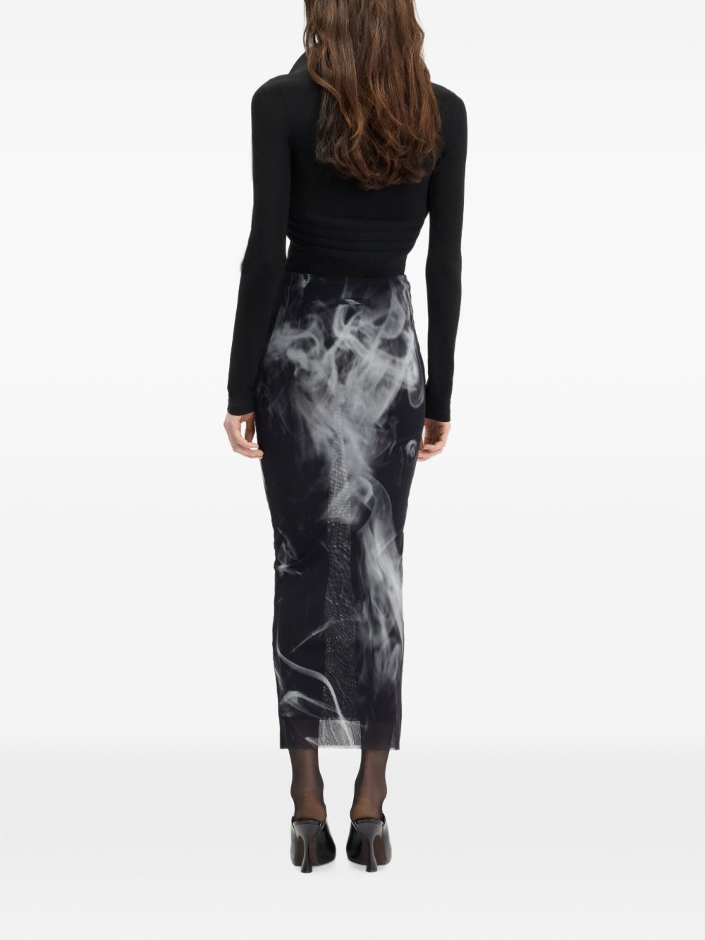 Gonna In Mesh Stampata 2604WSK085M031P000201 000201 BLACK GREY JEAN PAUL GAULTIER
