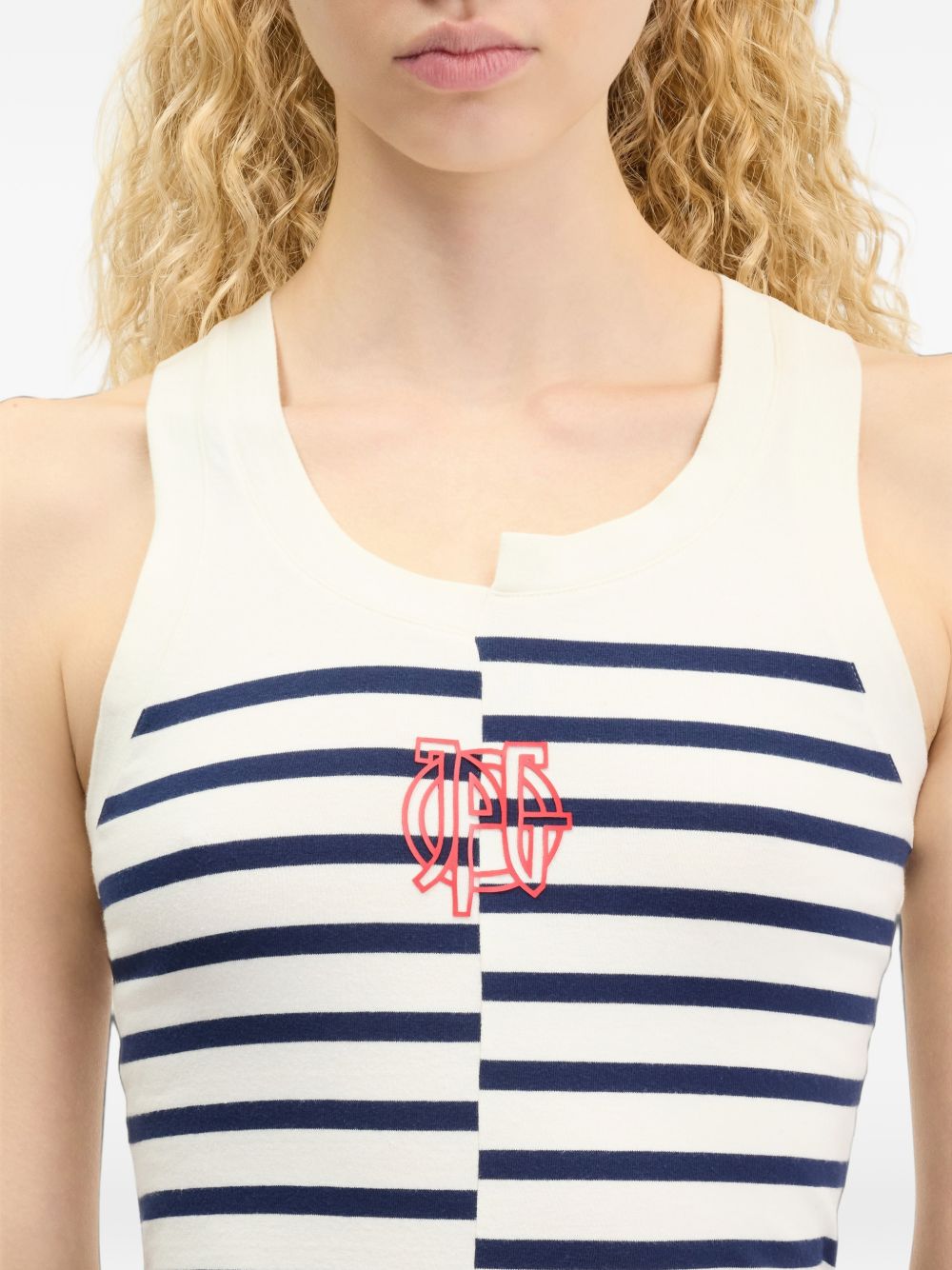 Tank Top In Cotone Asimmetrico 2604WTO475J064 0159 WHITE NAVY JEAN PAUL GAULTIER