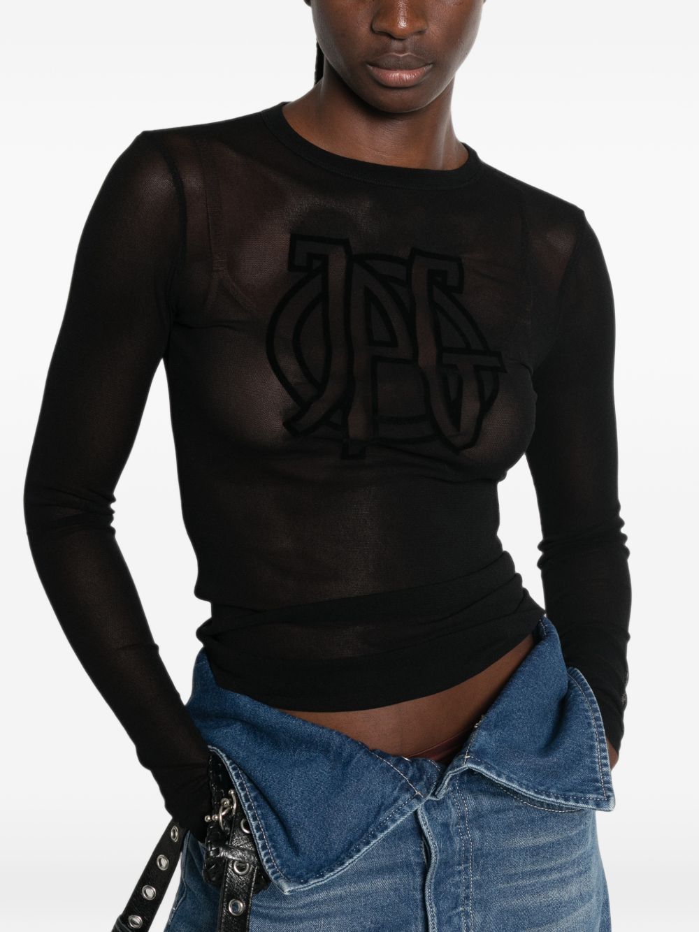 T-Shirt In Mesh Con Logo 2604WTO541M000 00 BLACK JEAN PAUL GAULTIER