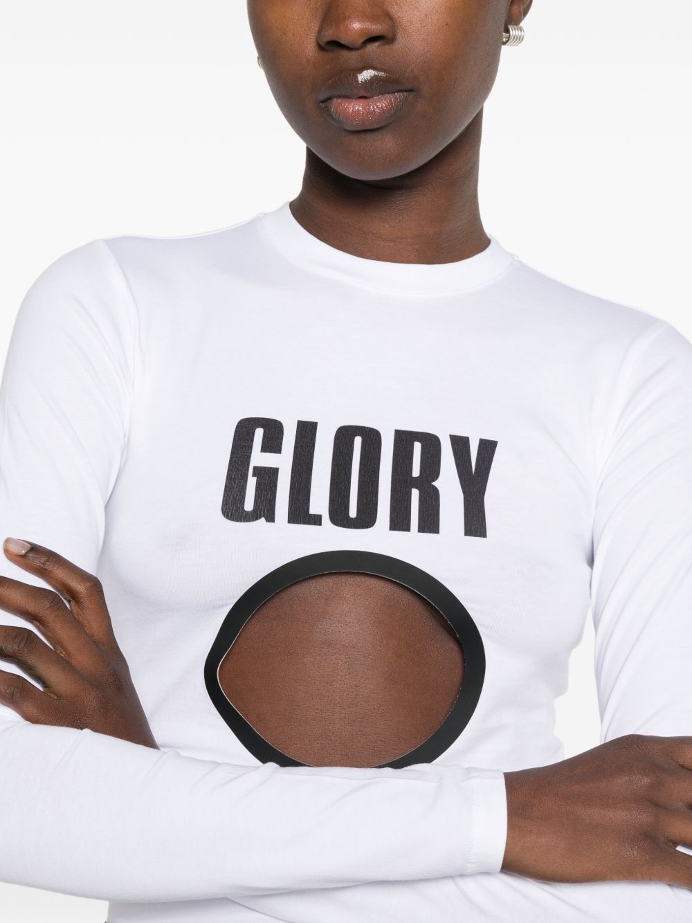 T-Shirt Manica Lunga Glory 2604WTO569J032 0100 WHITE BLACK JEAN PAUL GAULTIER