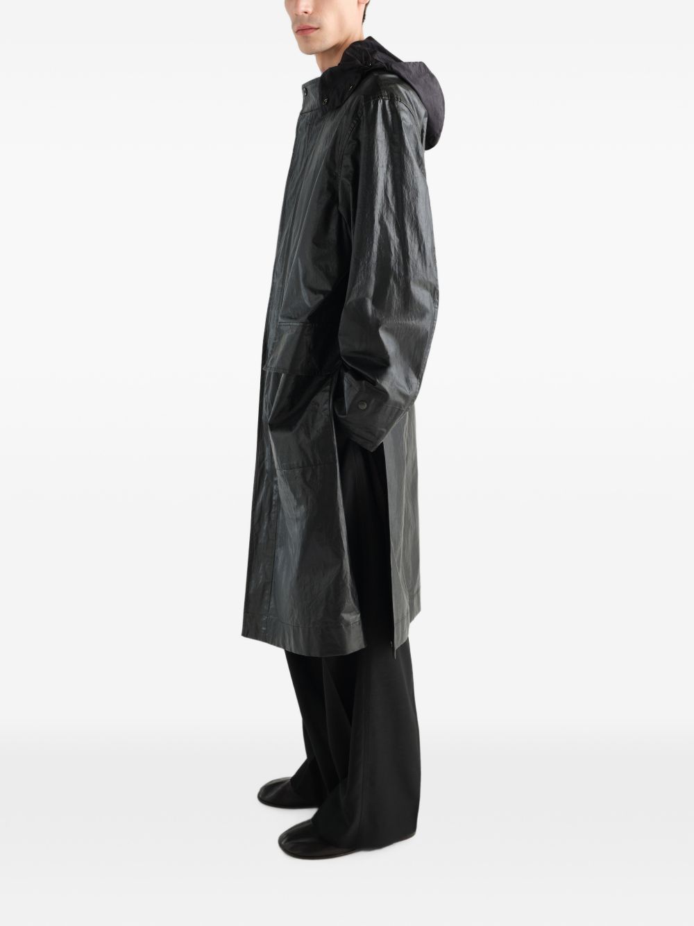 Impermeabile Lungo in Cotone e Lino Rivestito OW1264LF1543 BR498 URCHIN LEMAIRE