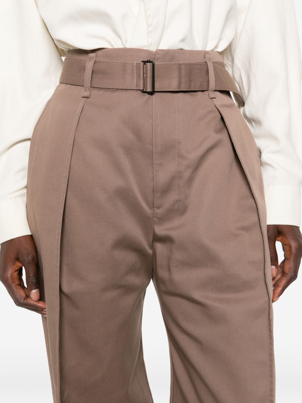Pantaloni Curved in Twill di Cotone e Poliestere PA1317LF1620 BR473 CHESTNUD LEMAIRE