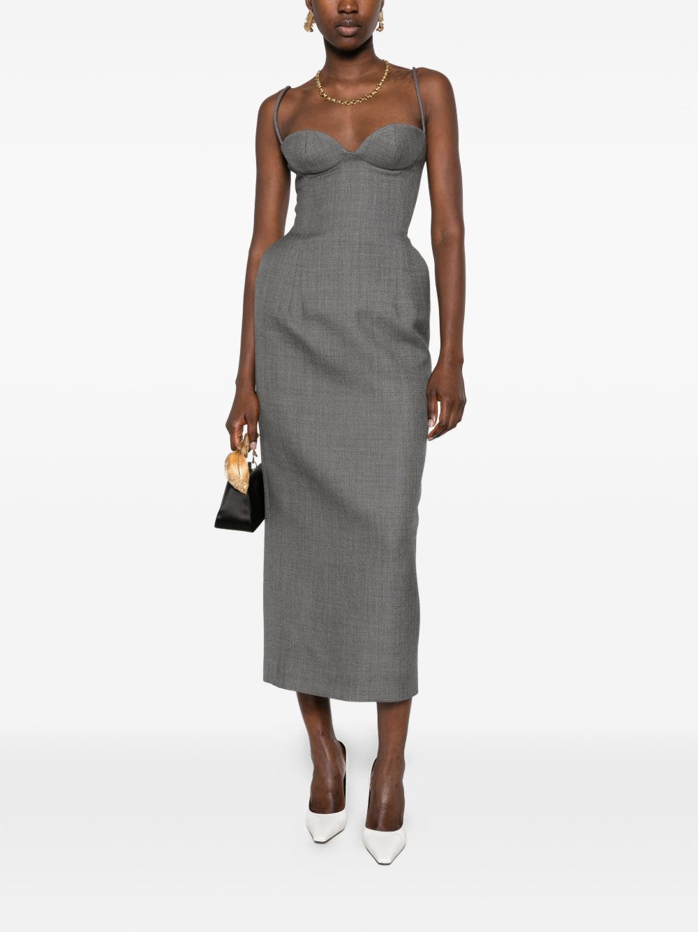 Abito Midi In Gabardine 125726 GREY MAGDA BUTRYM