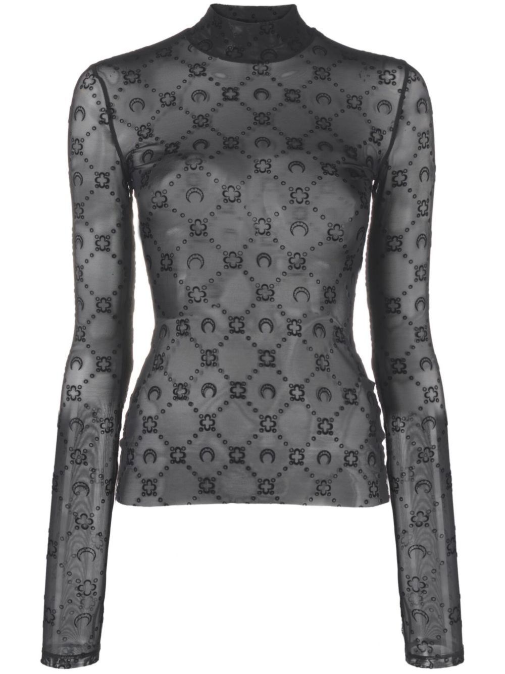 Top Collo Alto Moonogram in Mesh Floccato WTO388ACJER0005 BK99 BLACK MARINE SERRE