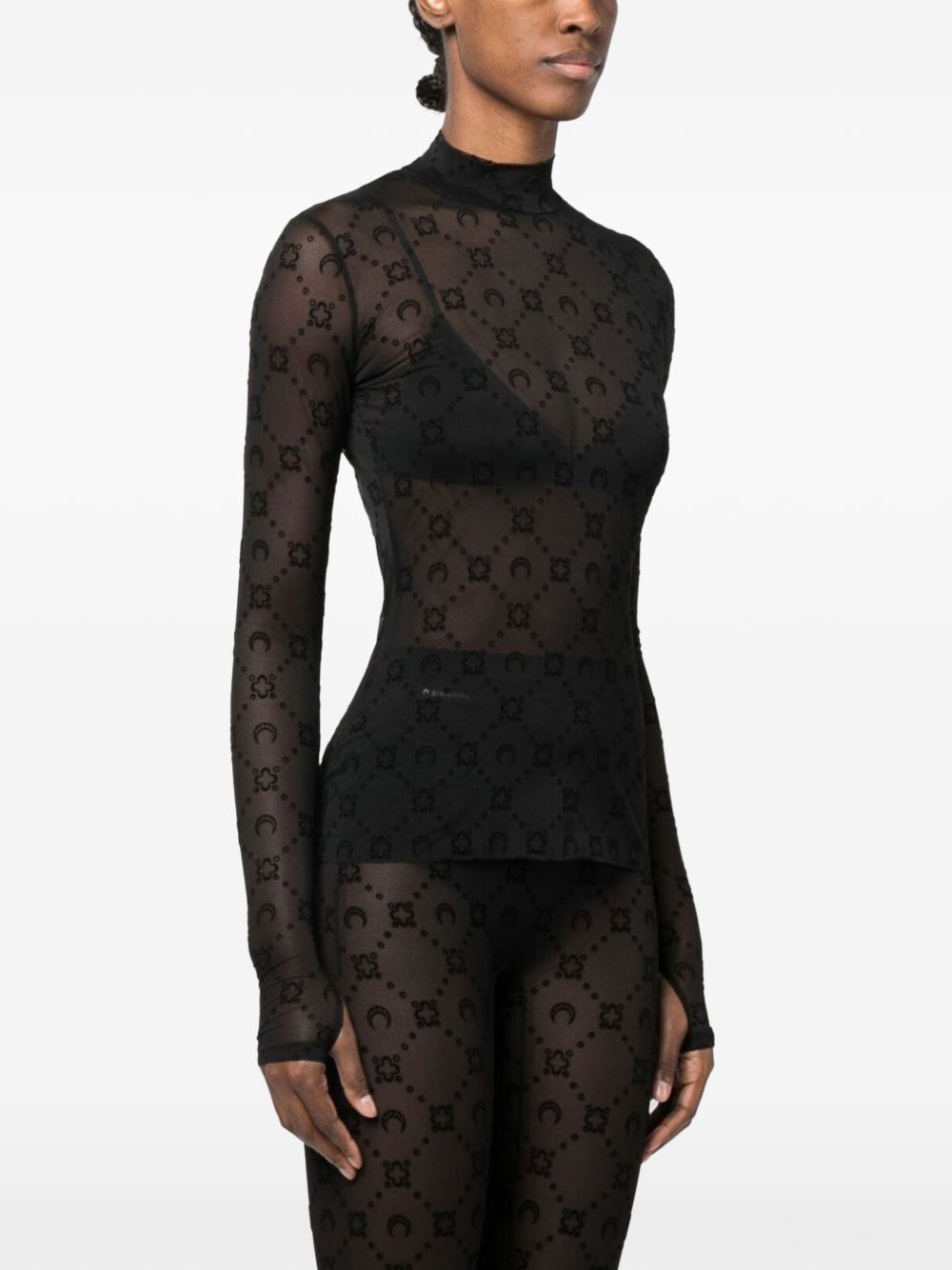 Top Collo Alto Moonogram in Mesh Floccato WTO388ACJER0005 BK99 BLACK MARINE SERRE