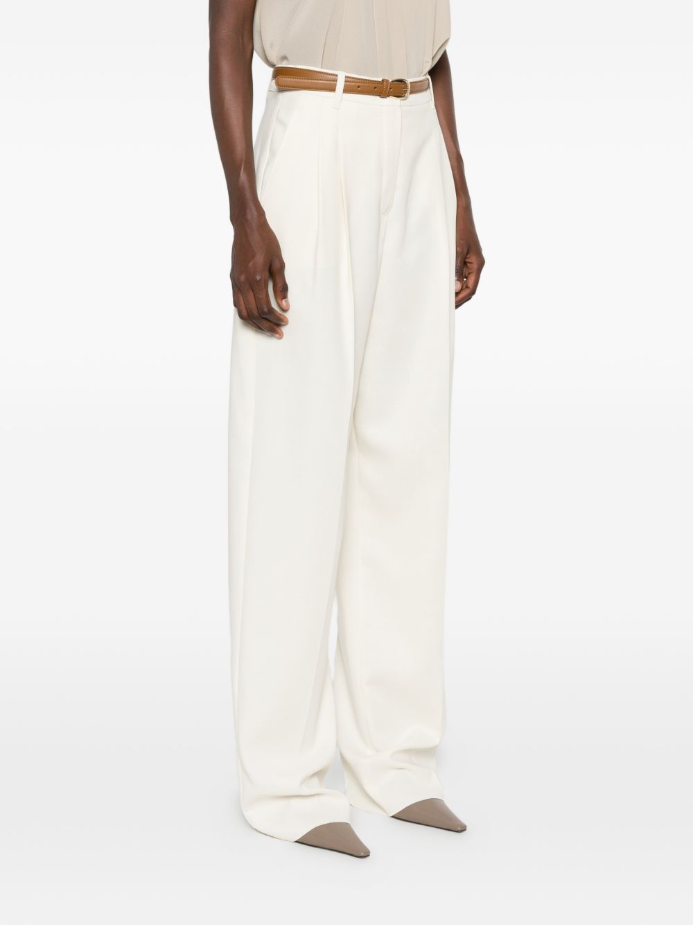 Pantaloni In Cotone Crepe Fluido 2626136081600 011 BIANCO BURRO MAX MARA STUDIO