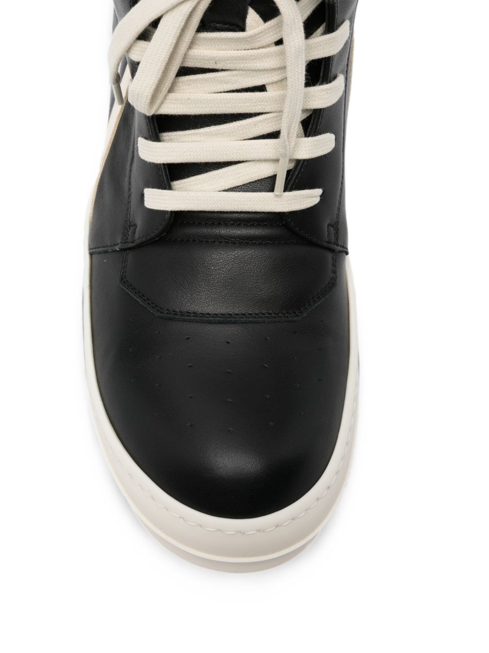 Geobasket In Pelle RU02F4894LCO 911 BLACK WHITE RICK OWENS