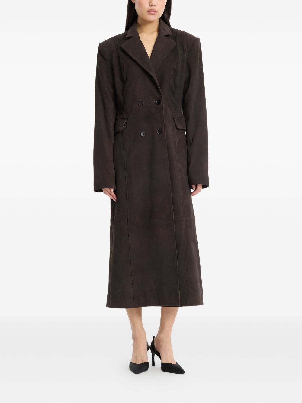 Maxi Cappotto In Suede 1165031111 1111 GANACHE ROTATE