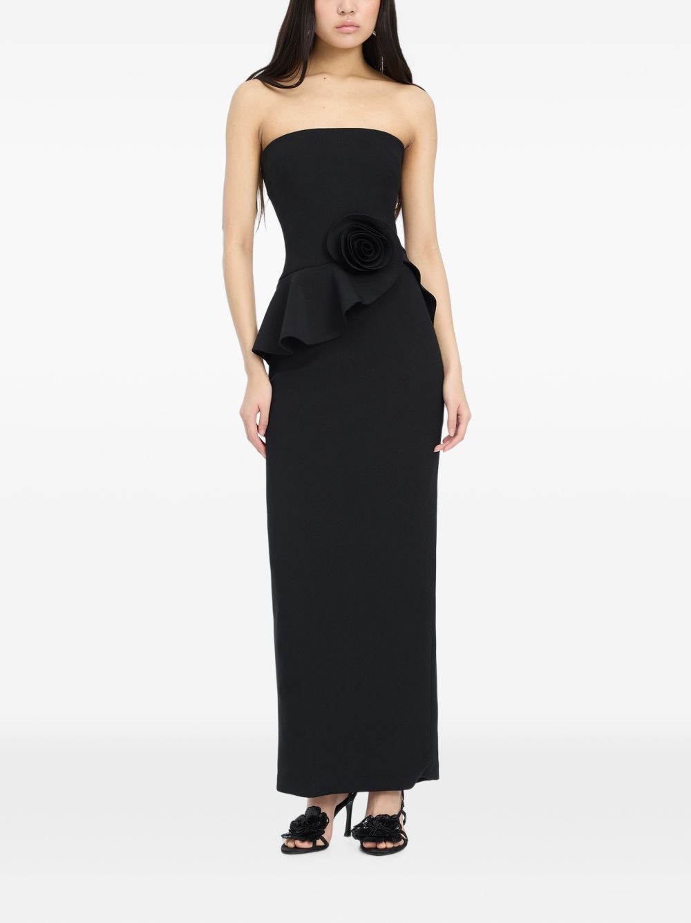 Long Flower Strapless Dress 116649100 100 BLACK ROTATE