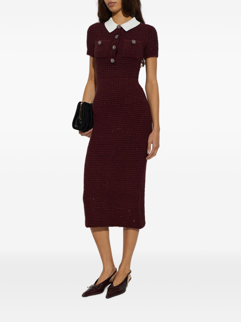 Abito Midi In Maglia SC26091MBU BURGUNDY SELF-PORTRAIT