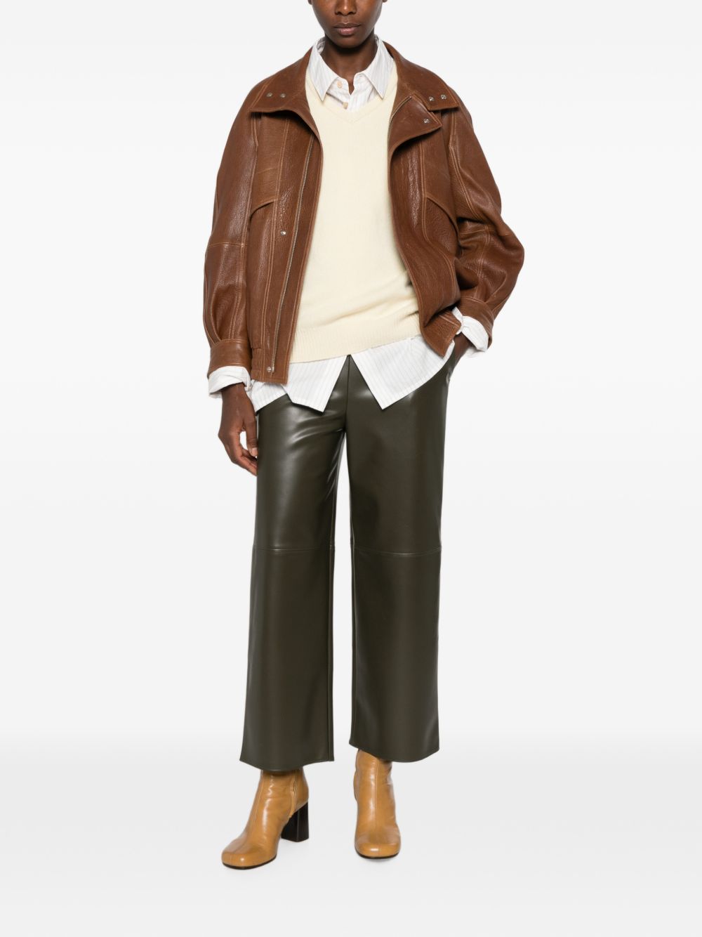 Pantaloni In Jersey Effetto Pelle 2629786051600 005 DARK KHAKI S MAX MARA