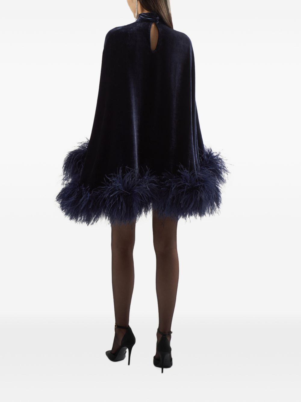 Kaftano Velvet Vegas in Velluto con Piume TMFA2623 653 MIDNIGHT BLU TALLER MARMO