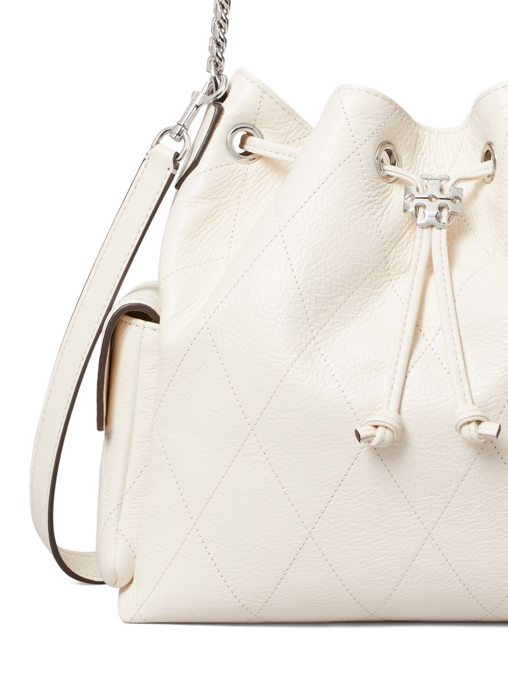 Shoulder bag Charlie matelassé con coulisse 185831 250 LIGHT CREAM TORY BURCH