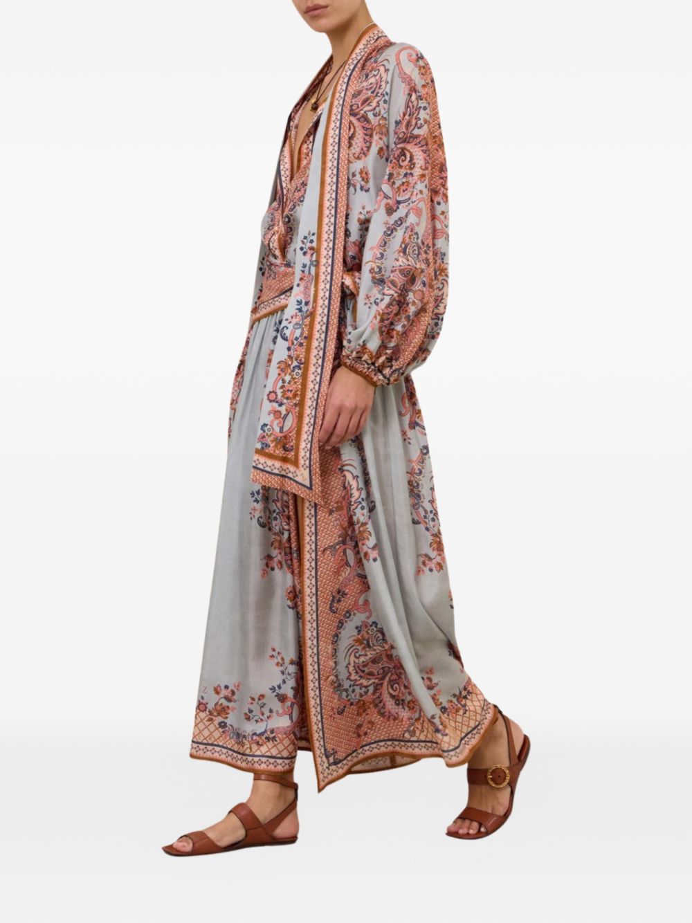 Aster Tie Neck Blouse 4461TSS261 BLUE PAISLEY FLORAL ZIMMERMANN