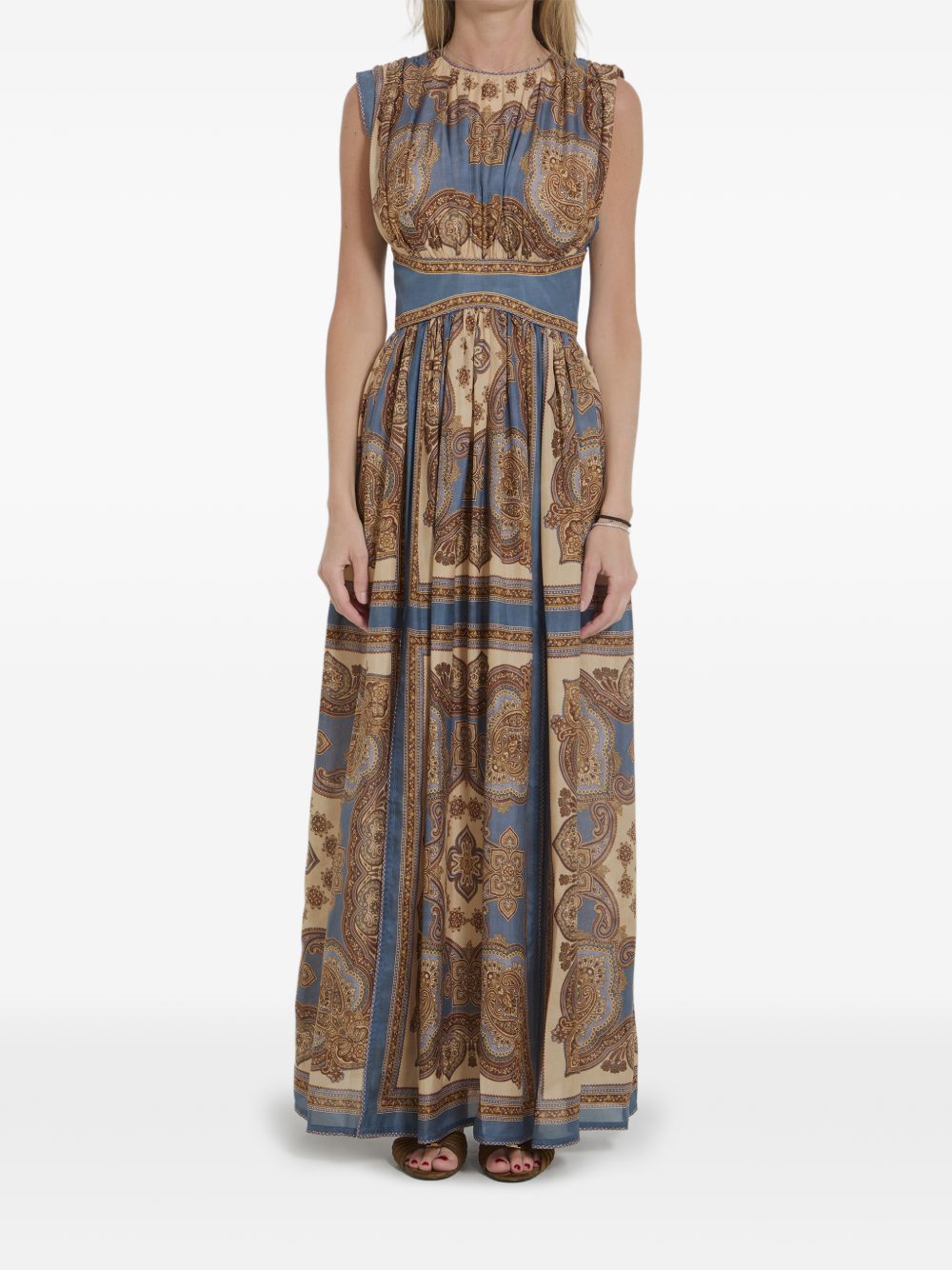 Mahon Waisted Maxi Dress 5514DSS263 DARK BLUE PAISLEY ZIMMERMANN