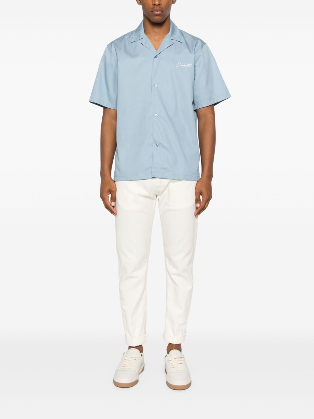 S/S DELRAY SHIRT TENCEL I031465 0ROXX FROSTED BLUE WHITE CARHARTT WIP
