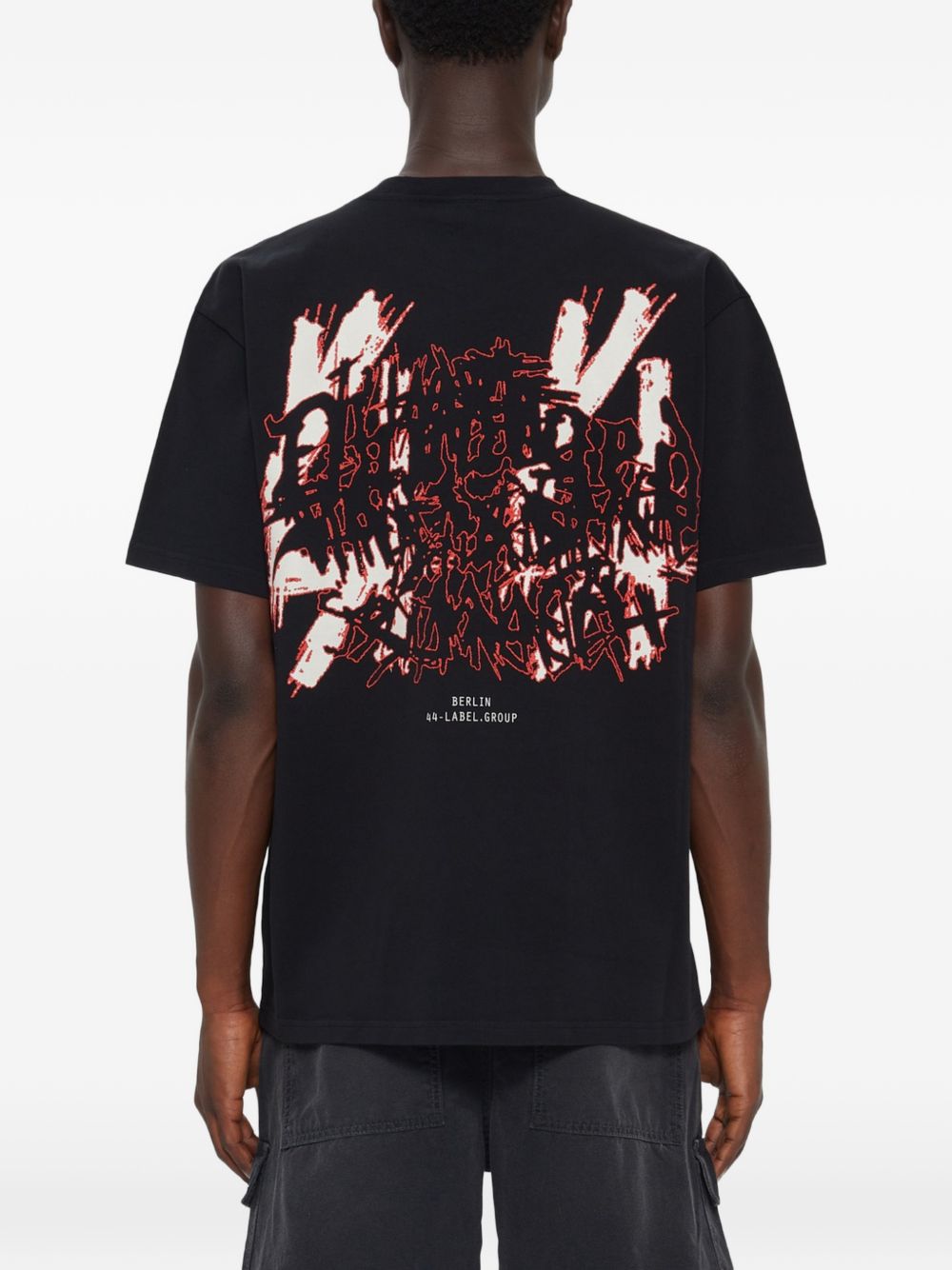 T-Shirt Con Stampa Frontale B0030556FA706 P774 BLACK RED 44 LABEL GROUP