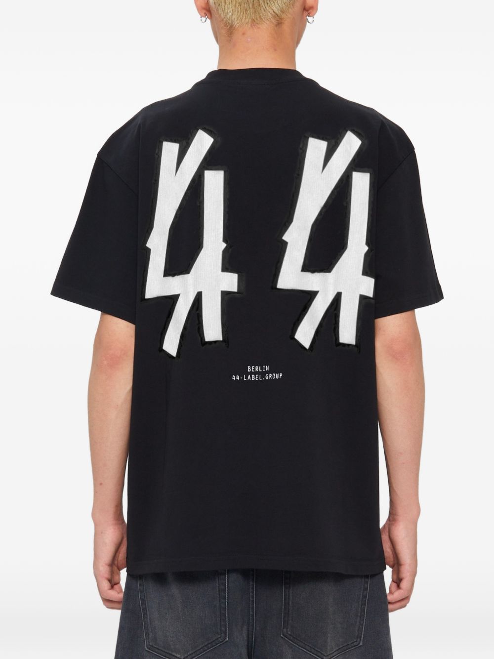 T-Shirt Con Stampa Frontale B0030556FA706 P795 BLACK 44 LABEL GROUP