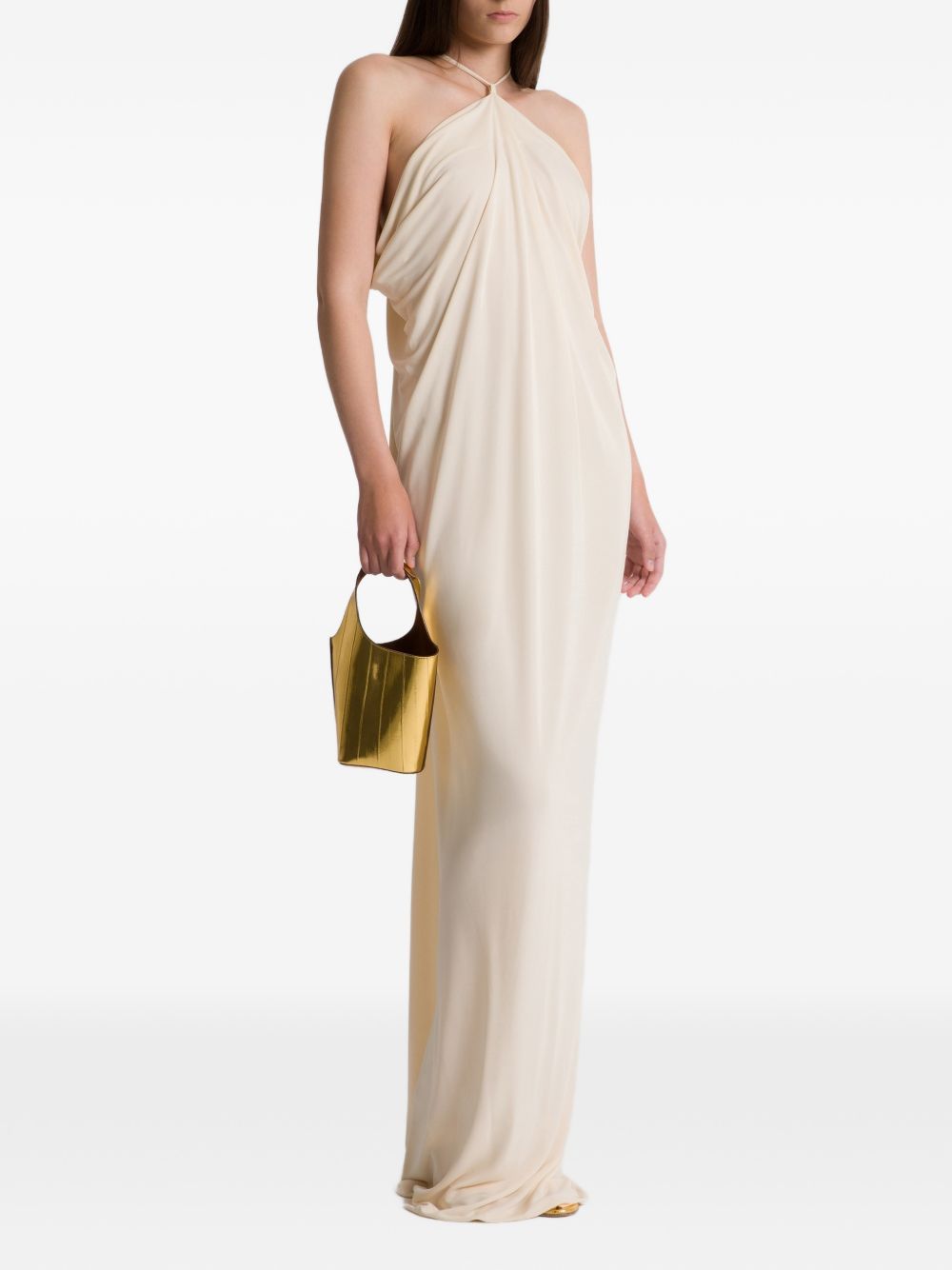 Abito lungo drappeggiato A04610124 0006 AVORIO ALBERTA FERRETTI