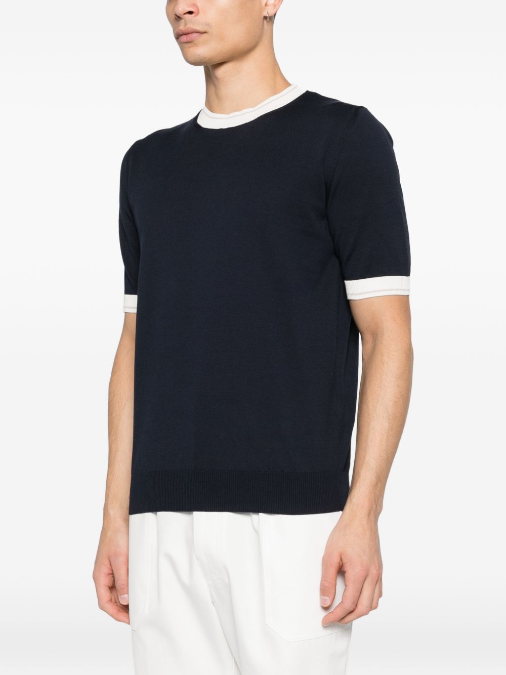 Maglia girocollo in cotone M76MAGM19MAG0M013 110102 BLUE BIANCO SABBIA ELEVENTY