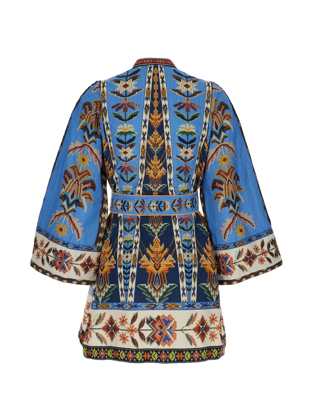 Abito mini in cotone organico ricamato 339816 26032 EMBROIDERED TAPESTRY BLU FARM RIO