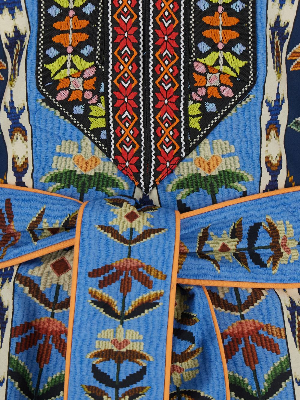Abito mini in cotone organico ricamato 339816 26032 EMBROIDERED TAPESTRY BLU FARM RIO